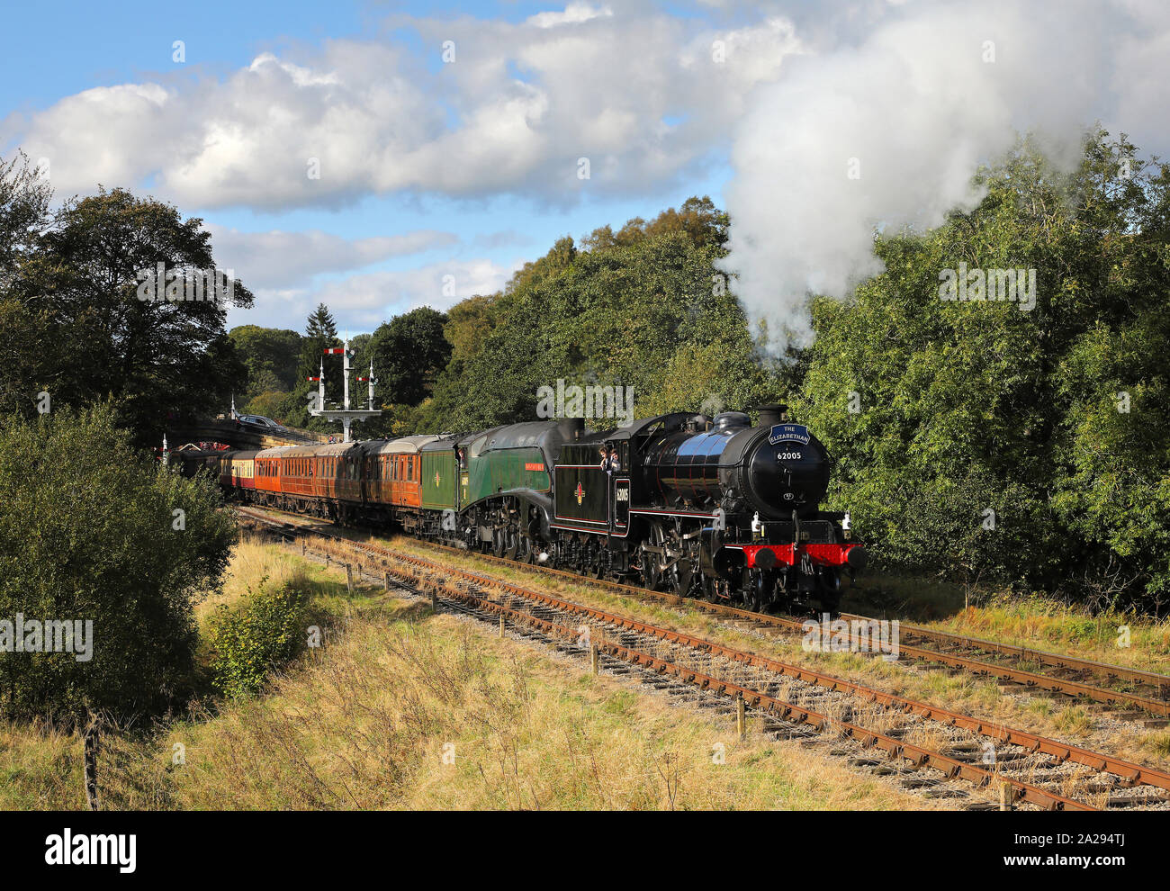 62005 & 60009 depart from Goathland with a service for Pickering. Stock Photo