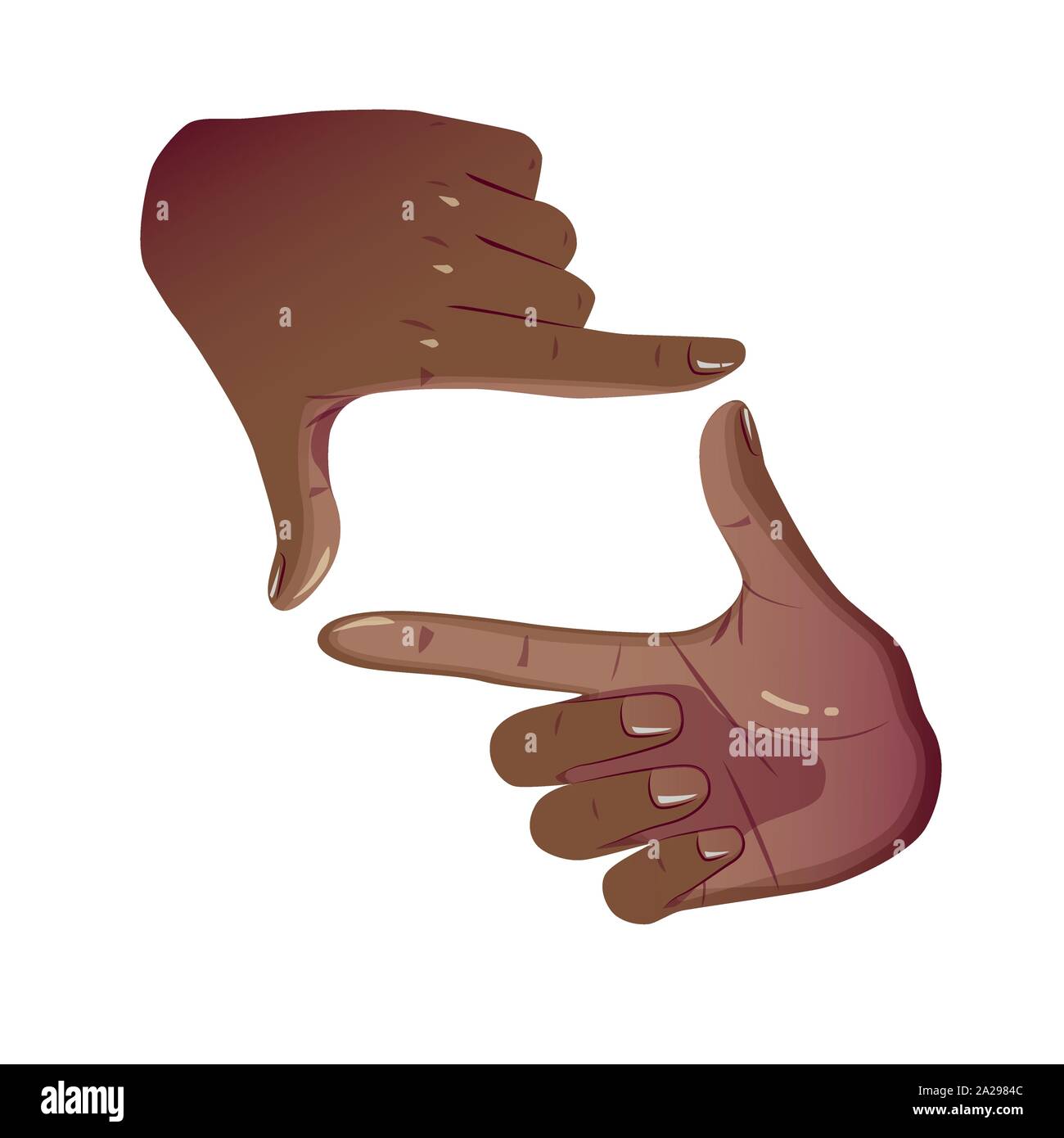 Black Hands Frame Cropping Gesture. Flat Framing hands horizontal