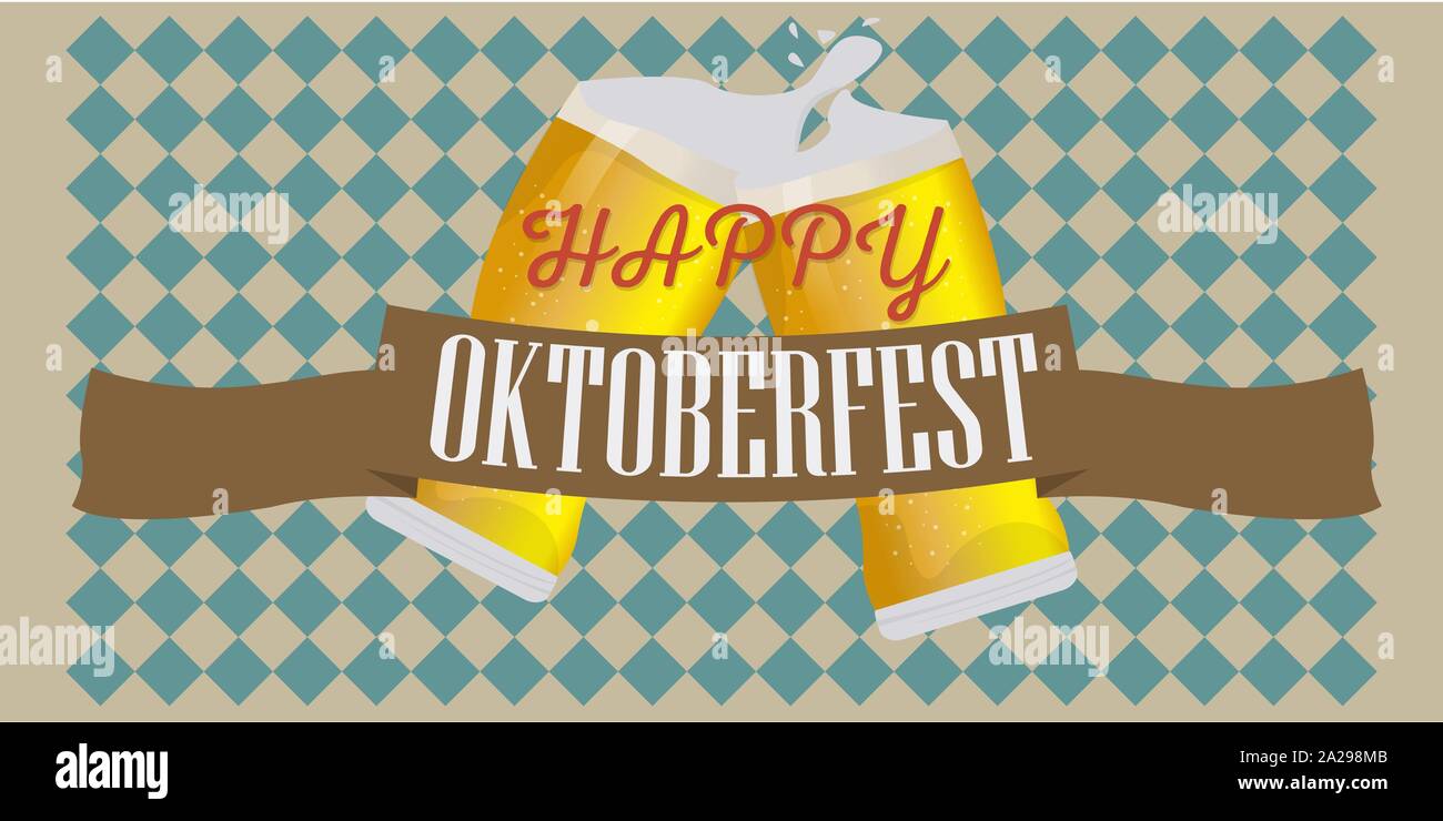 Oktoberfest poster with a beer mugs - Vector Stock Vector Image & Art ...