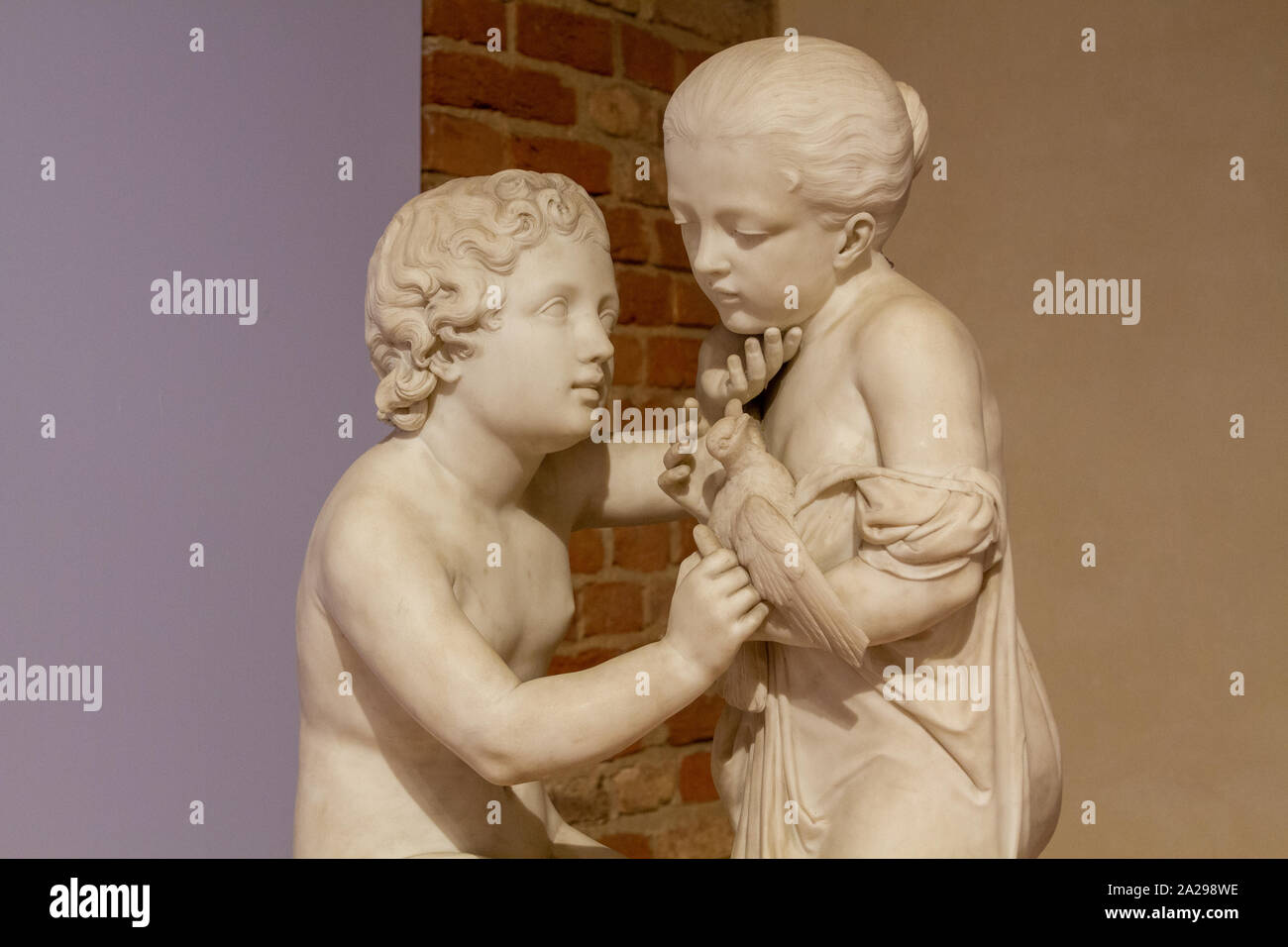 Innocence - a sculpture by Vincenzo Luccardi (1811-1876). Castello Visconteo Museum in Pavia, Italy. Stock Photo