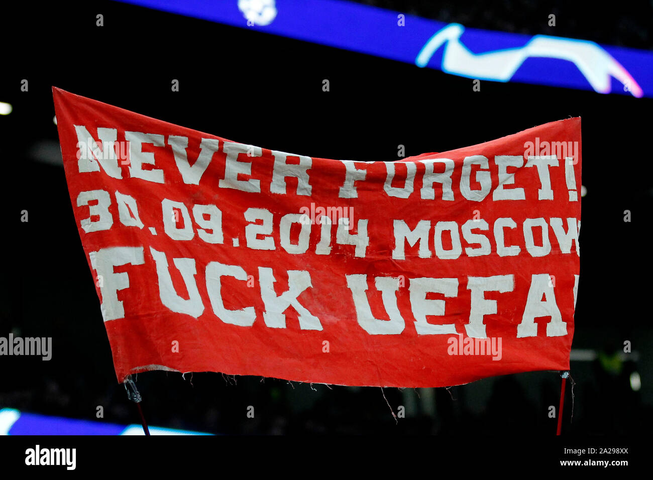 London Uk 01st Oct 2019 Fc Bayern Munich With Anti Uefa