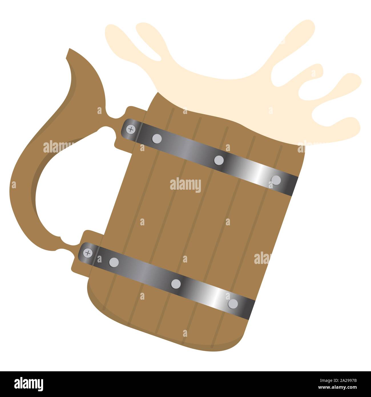 Isolated beer wooden mug on a white background - VEctor Stock Vector ...