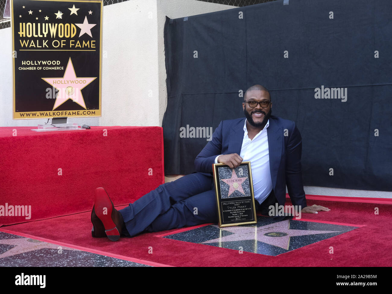 October 1, 2019, Los Angeles, California, USA: TYLER PERRY attends his star ceremony on the Hollywood Walk of Fame in the Category of Motion Pictures, on Tuesday. (Credit Image: © Ringo Chiu/ZUMA Wire) Stock Photo