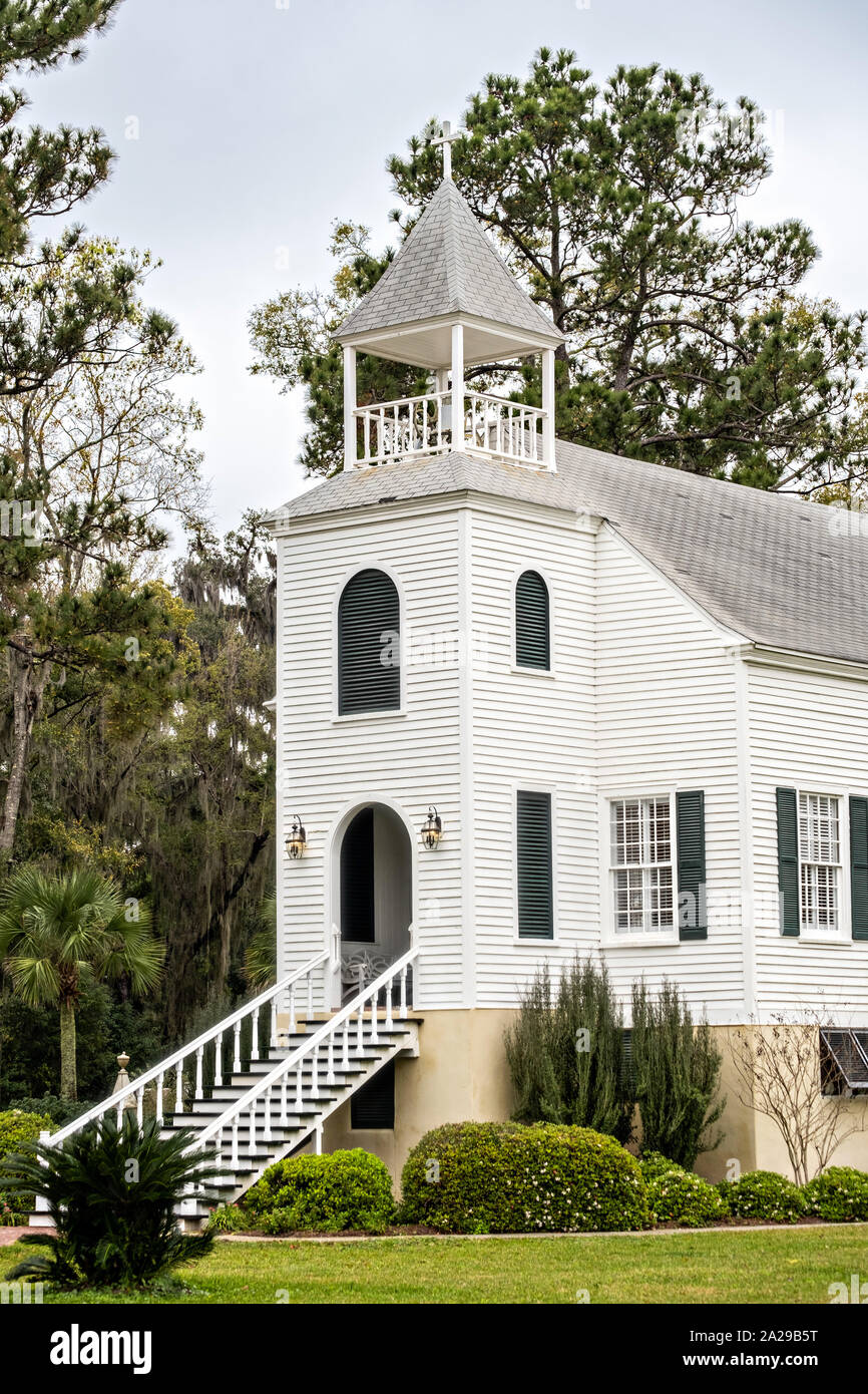 First Presbyterian Church in the Historic District of St Marys, Georgia. Stock Photo