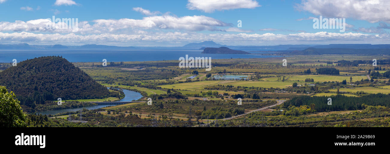 aerial view of Taupo lake, north island, New Zealand Stock Photo