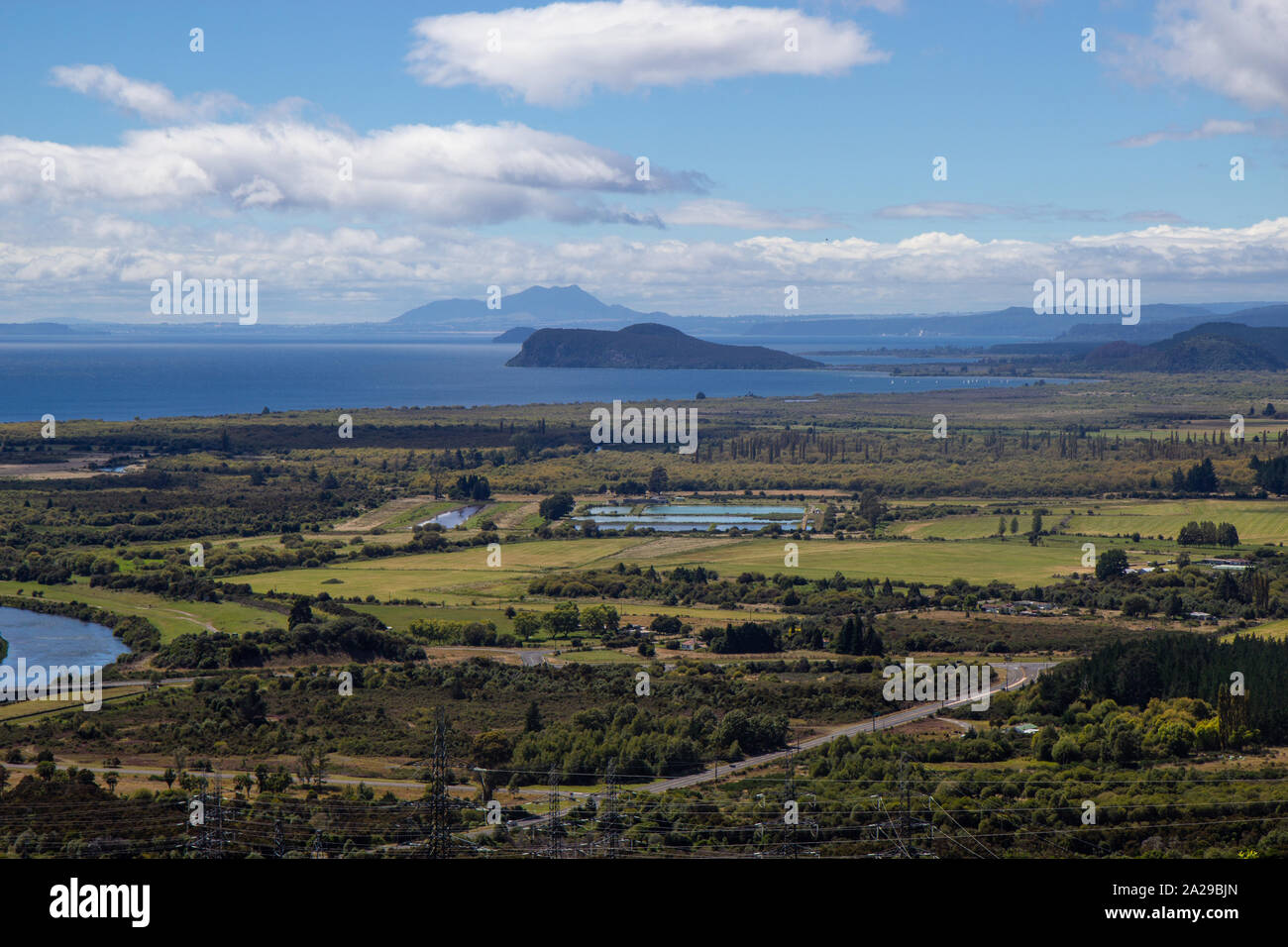 aerial view of Taupo lake, north island, New Zealand Stock Photo