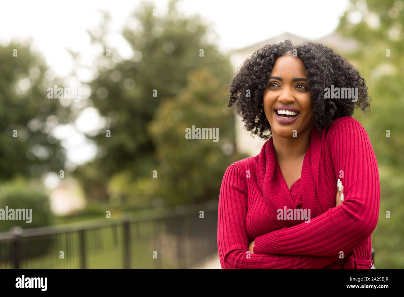 Beautiful Confident African American Woman Smiling Outside Stock Photo ...