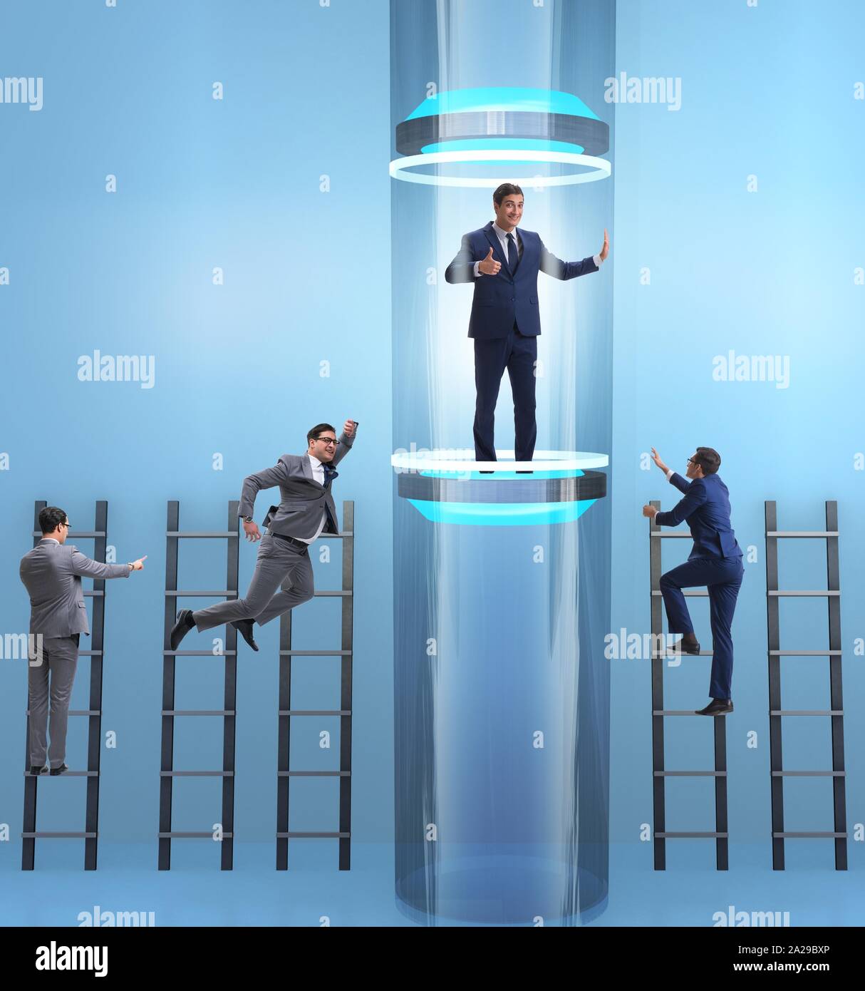 The businessmen in accelerated and fast promotion concept Stock Photo ...