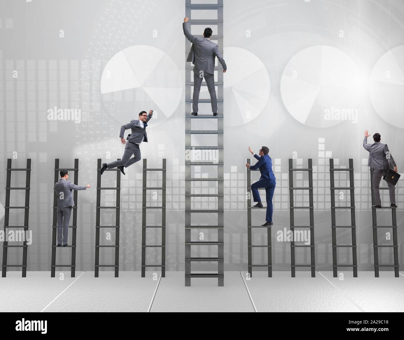The competition concept with businessman beating competitors Stock ...
