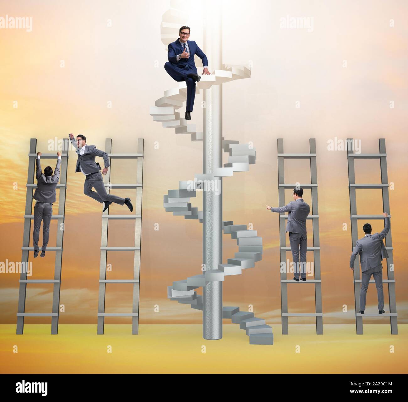 The competition concept with businessman beating competitors Stock ...