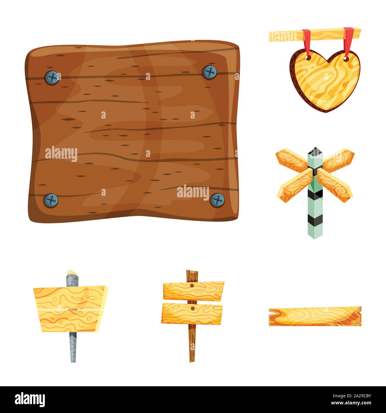 Vector design of signboard and wood icon. Set of signboard and wooden ...