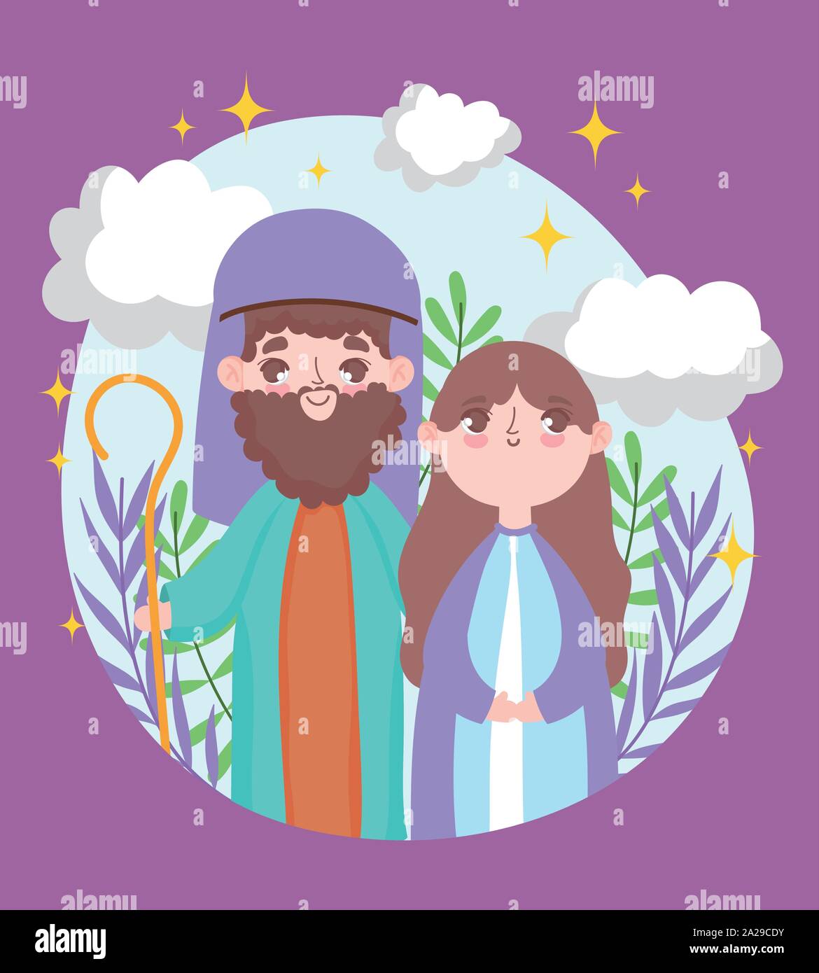 joseph and mary nativity happy merry christmas vector illustration ...