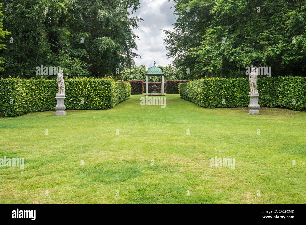 Cambridge, UK - July  2019: Gardens of Anglesey Abbey, a country house, National Trust site, formerly a priory, in the village of Lode, northeast of C Stock Photo