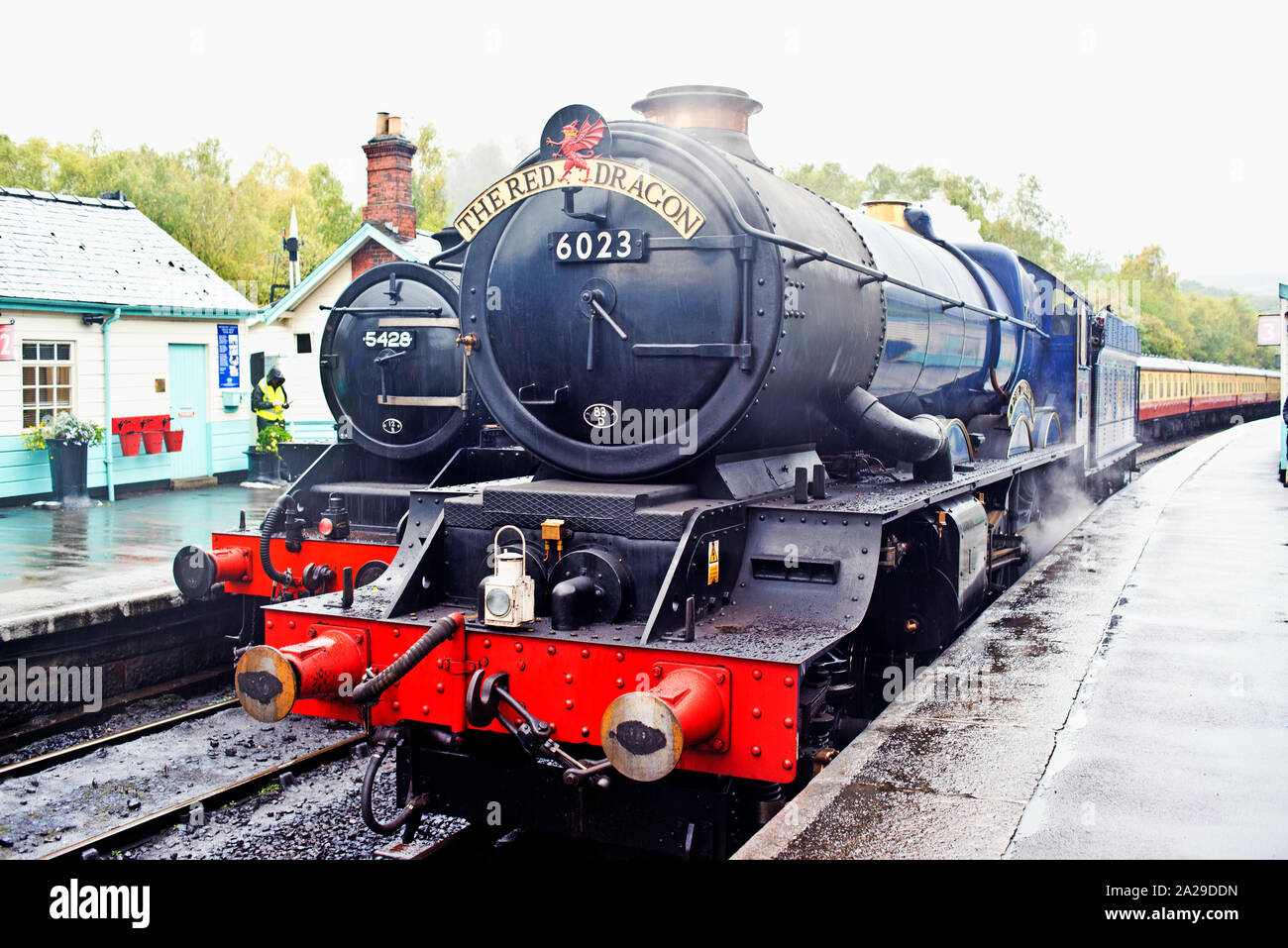 King Class Steam Engine No 6023 King Edward 11 at Grosmont, North Yorkshire Moors Railway, England Stock Photo