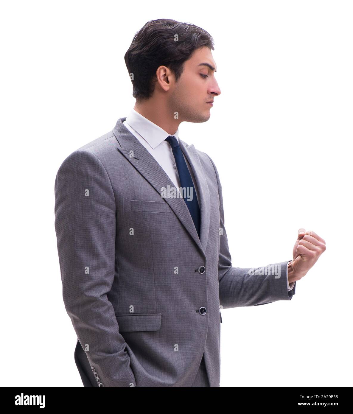 The businessman isolated on the white background Stock Photo - Alamy