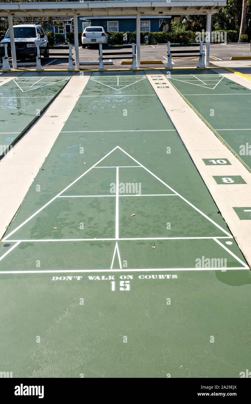 The Coronado deck Shuffleboard club in New Smyrna Beach, Florida Stock