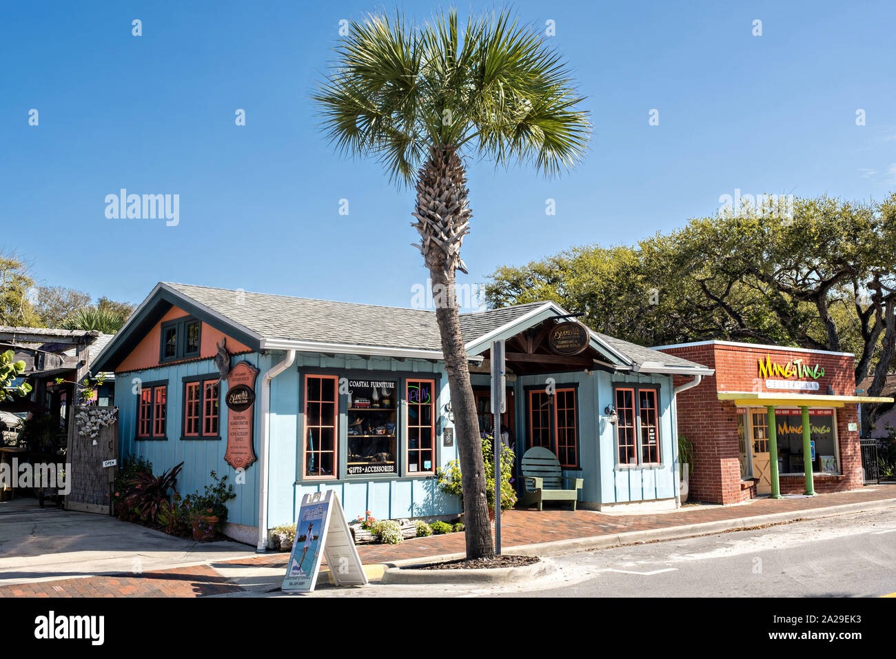Eclectic Boutiques Along The Historic Flagler Avenue Shopping District In New Smyrna Beach Florida Stock Photo Alamy