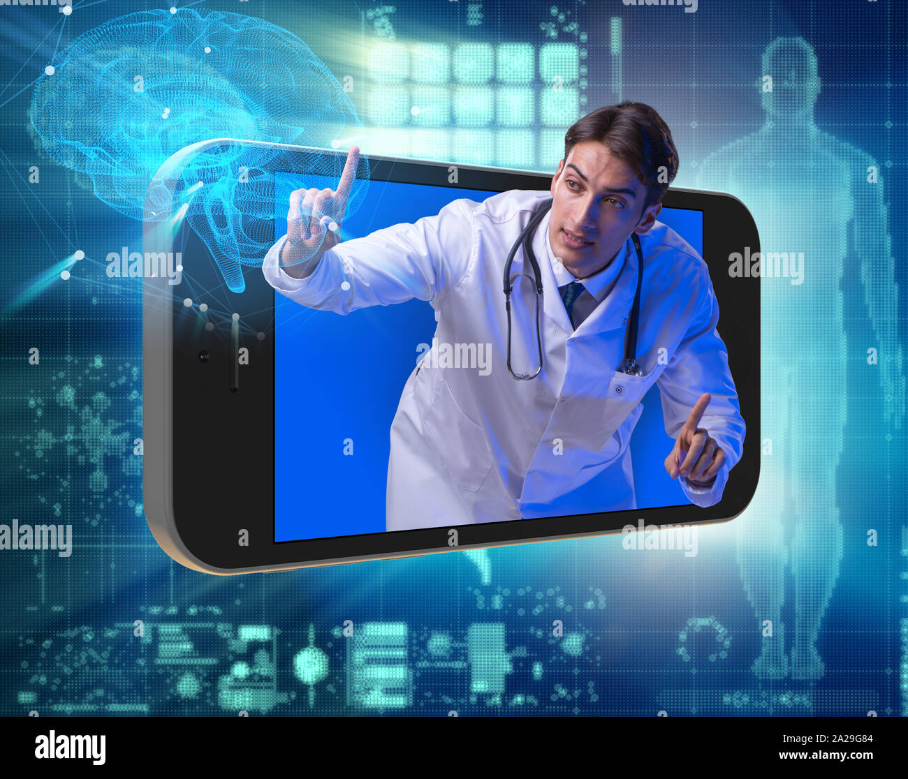 The telemedicine concept with doctor and smartphone Stock Photo - Alamy