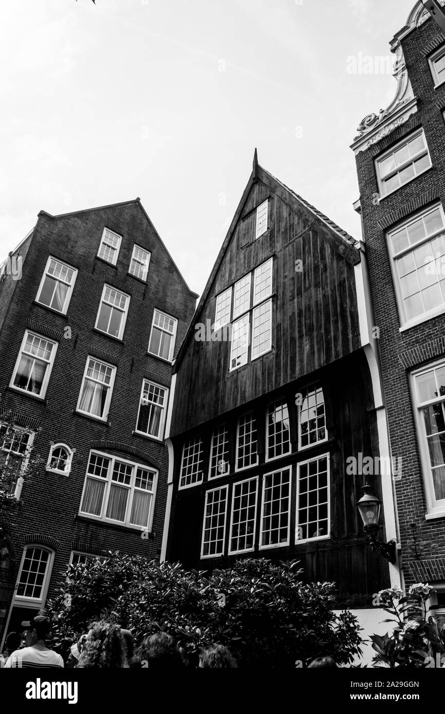 Amsterdam/Niederlande/ July 18, 2019: Black long residential houses in Netherlands Stock Photo