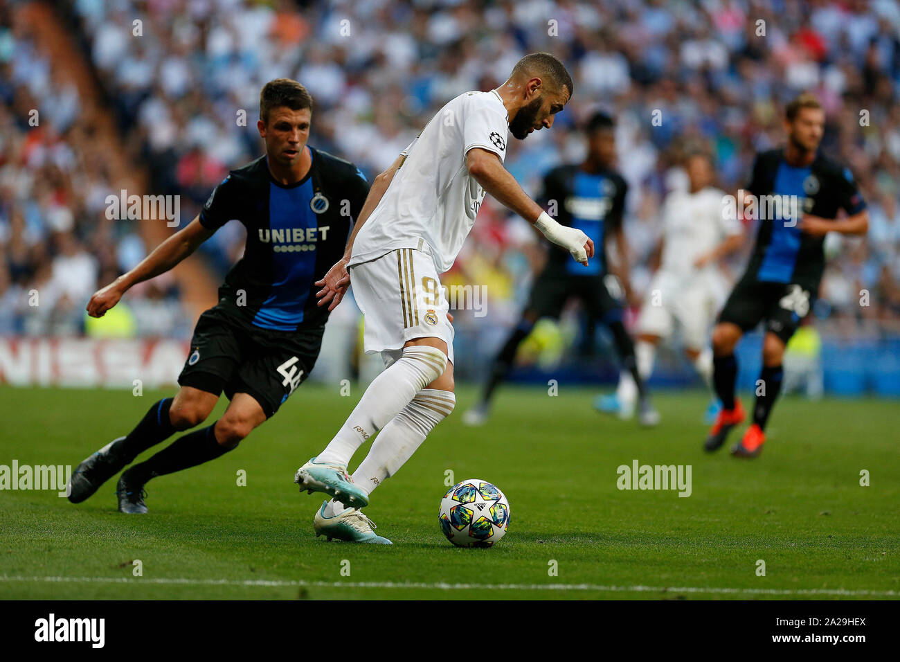 Real Madrid Cf S Karim Benzema In Action During The Uefa Champions League Match Between Real Madrid And Club Brugge At Santiago Bernabeu Stadium Final Score Real Madrid 2 2 Bruges Stock Photo Alamy Real Madrid Cf S Karim Benzema In Action During The Uefa Champions League Match Between Real Madrid And Club Brugge At Santiago Bernabeu Stadium Final Score Real Madrid 2 2 Bruges Stock Photo Alamy