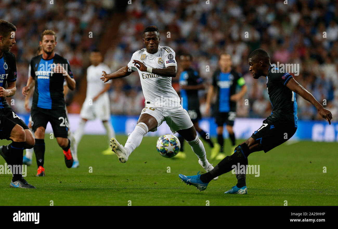 Real Madrid CF's Vinicius Jr in action during the UEFA Champions League  match between Real Madrid and Club Brugge at Santiago Bernabeu  Stadium.(Final score: Real Madrid 2-2 Bruges Stock Photo - Alamy