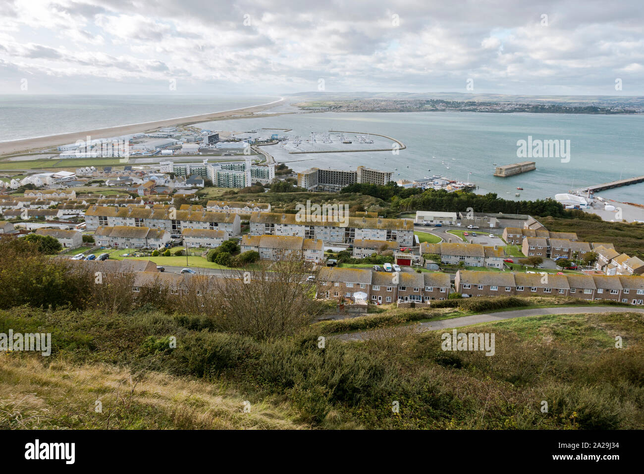Portland Dorset, View of the village of Fortuneswell on the isle of