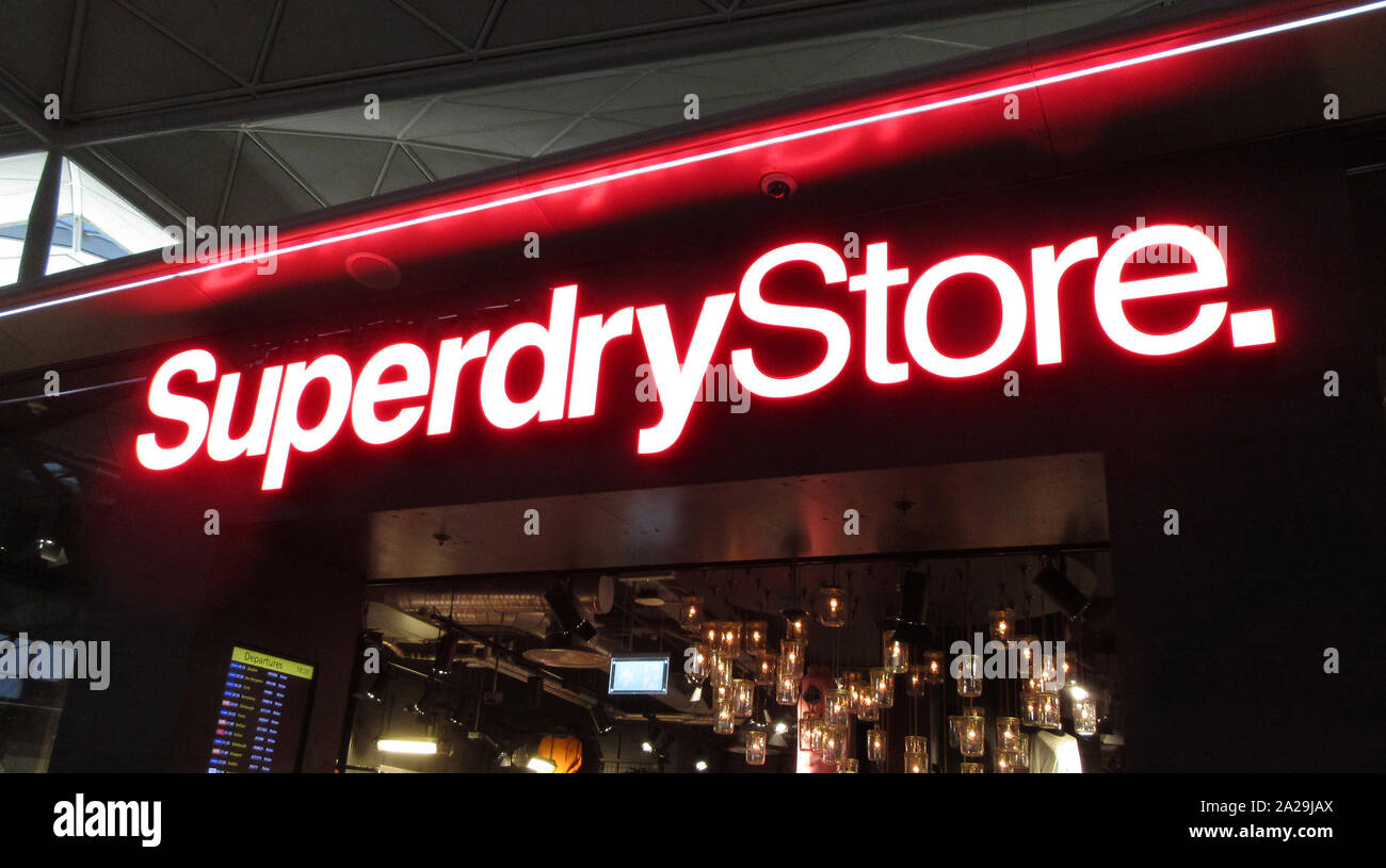 Superdry logo seen at their store in London Stansted Airport Stock Photo -  Alamy