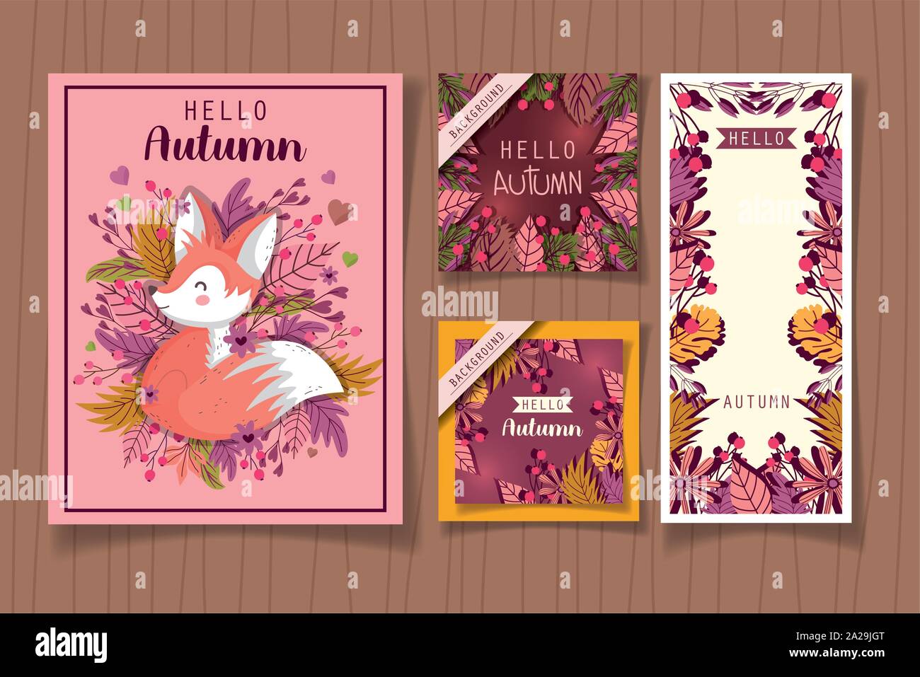 hello autumn leaves season background and poster vector illustration ...