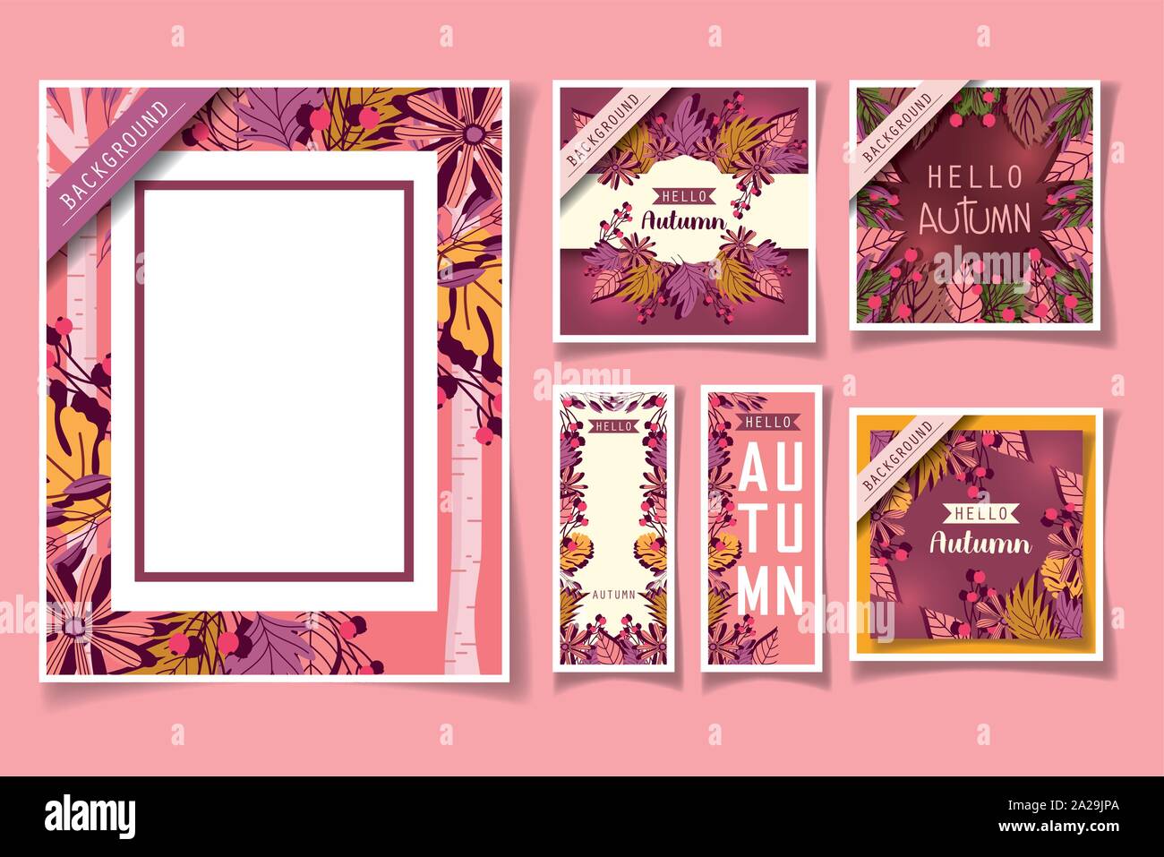 hello autumn leaves season background and poster vector illustration ...
