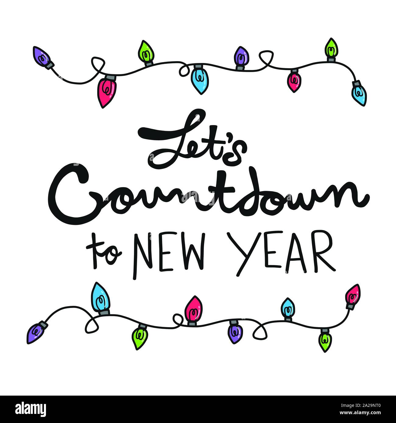 Let's countdown to New year word in lightbulb frame vector illustration