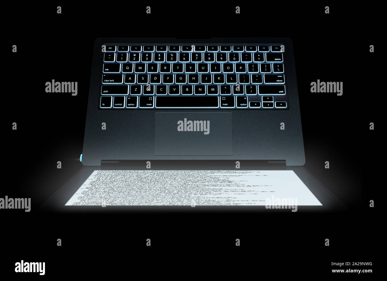 Role reversal, AI writing its own code, represented by computer with