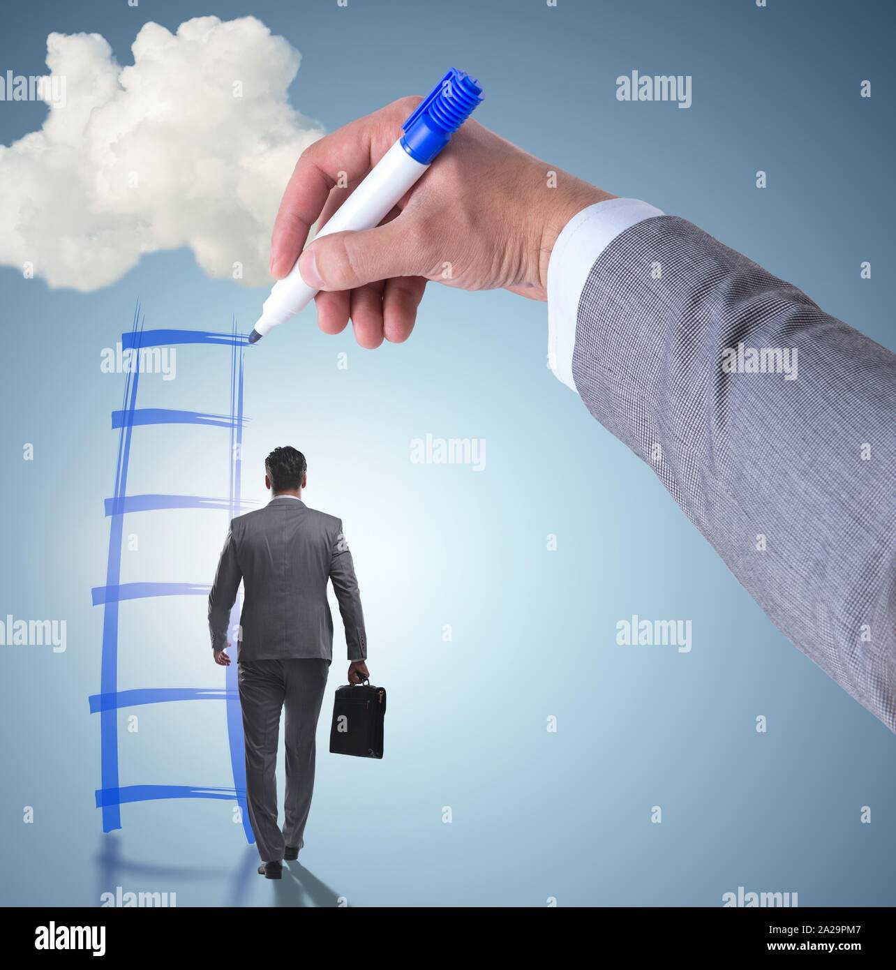 The businessman climbing career ladder in business concept Stock Photo ...
