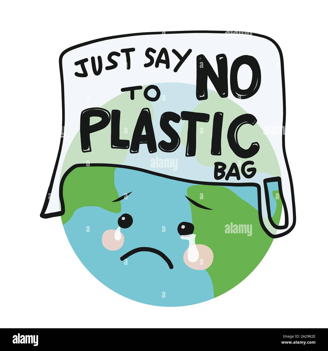 Say no to plastic bags sad earth cartoon vector illustration Stock Vector  Image & Art - Alamy