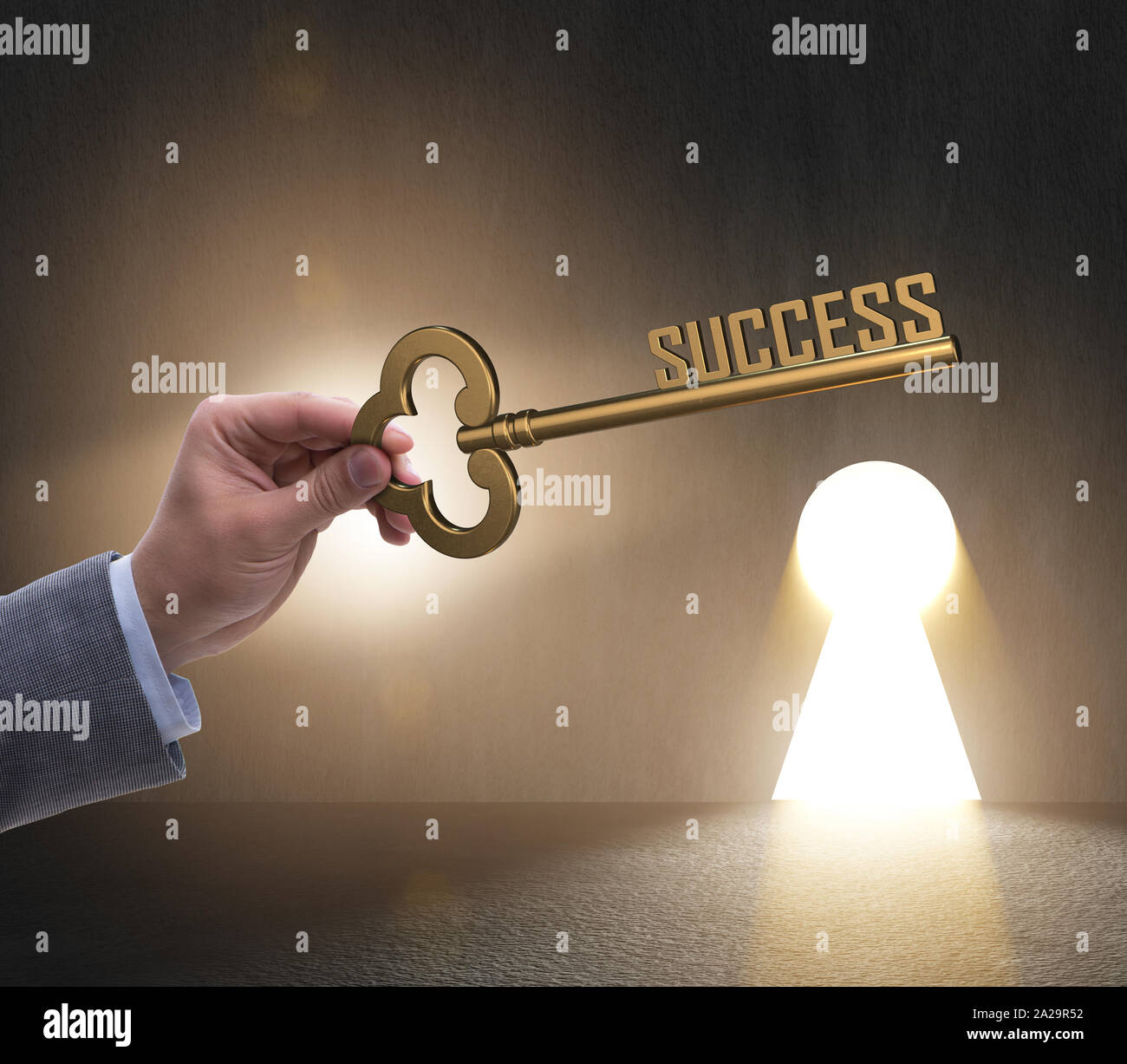 The businessman with key to success business concept Stock Photo - Alamy