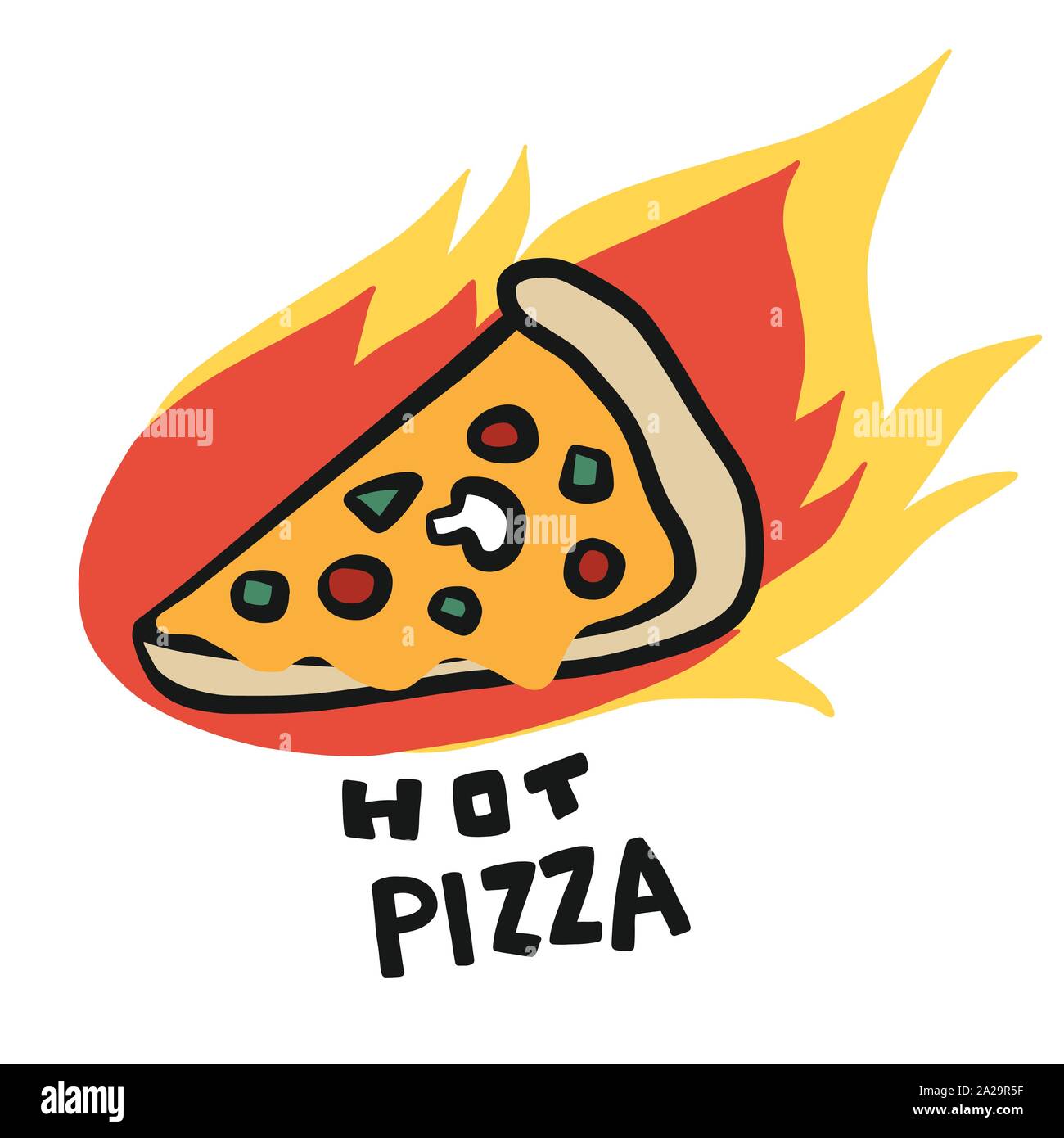 Hot Italian Pizza On Fire Logo Vector Illustration Stock Vector Image Art Alamy