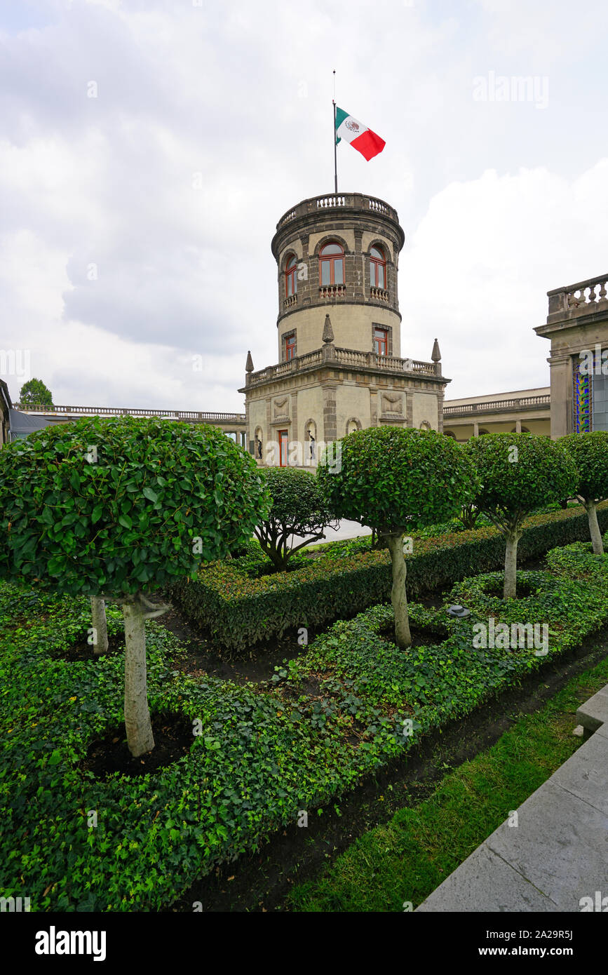 MEXICO CITY, MEXICO- 9 SEP 2017- View of the landmark National Museum of History (Museo Nacional de Historia, MNH) located inside Chapultepec Castle i Stock Photo