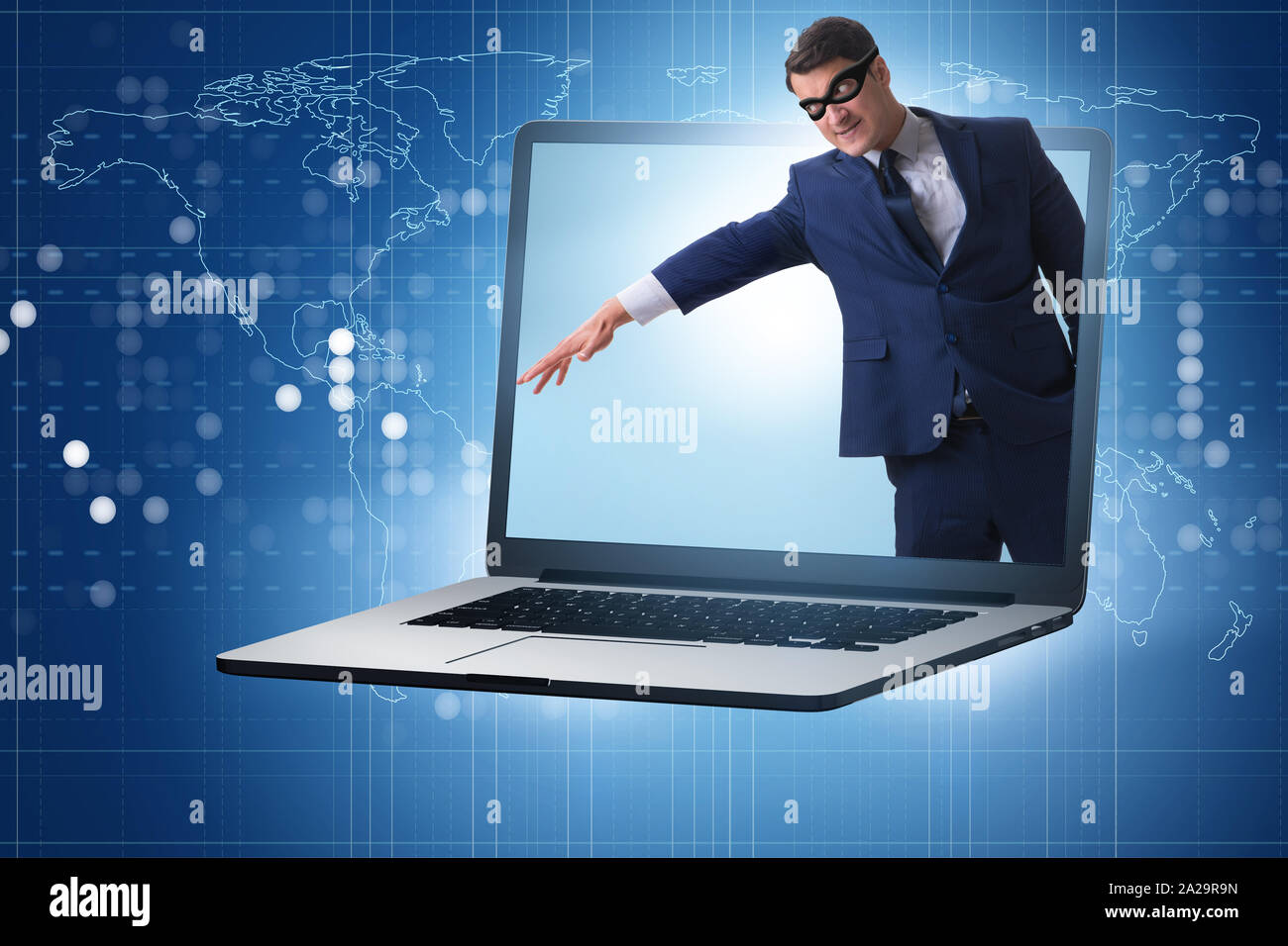 The hacker man trying to steal personal data Stock Photo