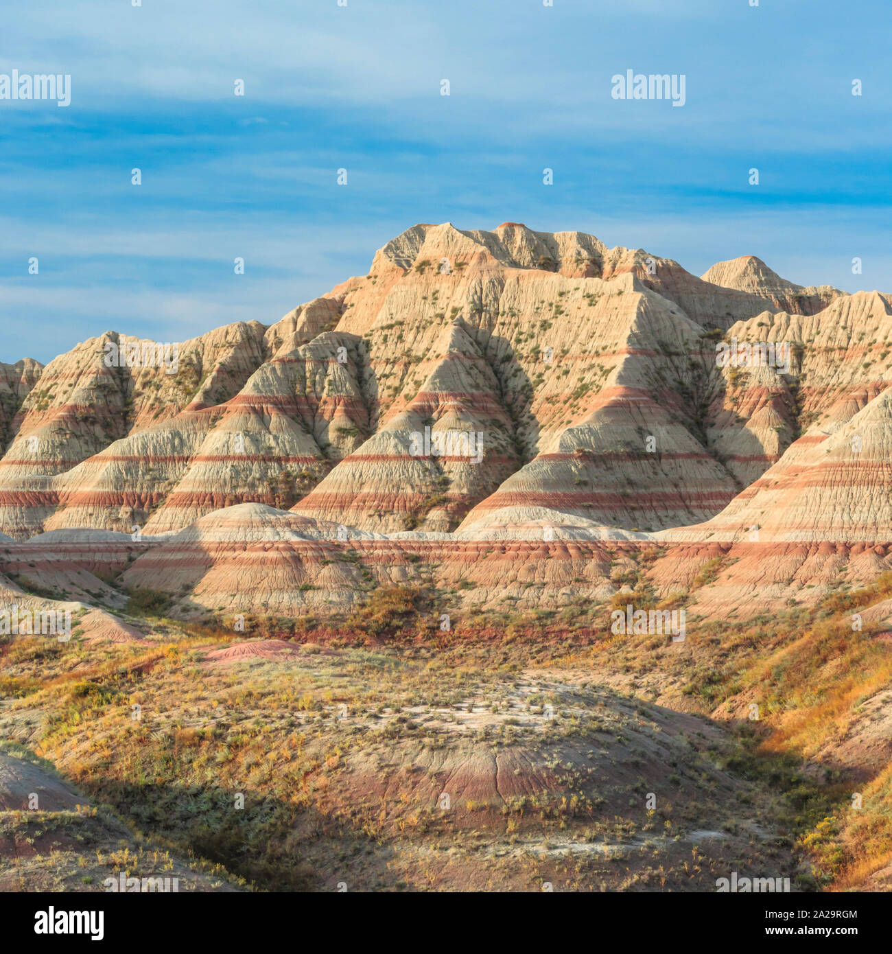 red-banded badlands near the white river valley in badlands national ...