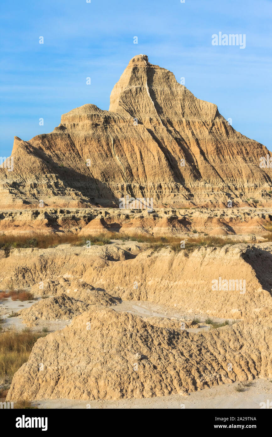 badlands at the fossil exhibit area in badlands national park near wall