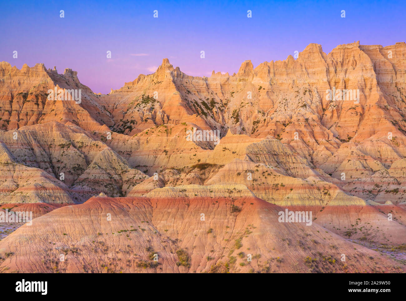 badlands in the yellow mounds area of badlands national park near wall, south dakota Stock Photo