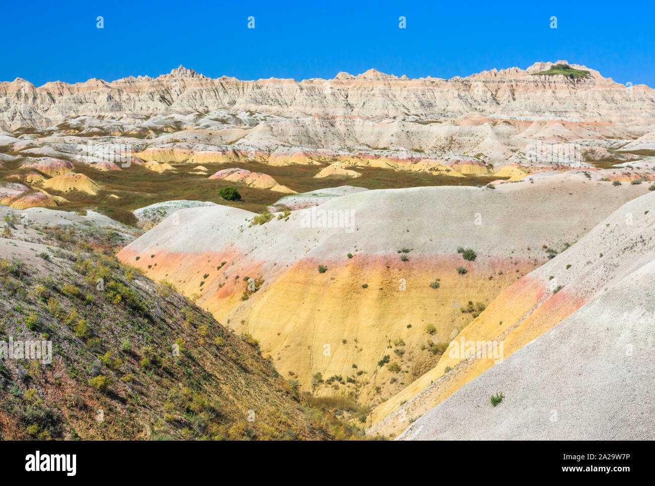 badlands in the yellow mounds area of badlands national park near wall