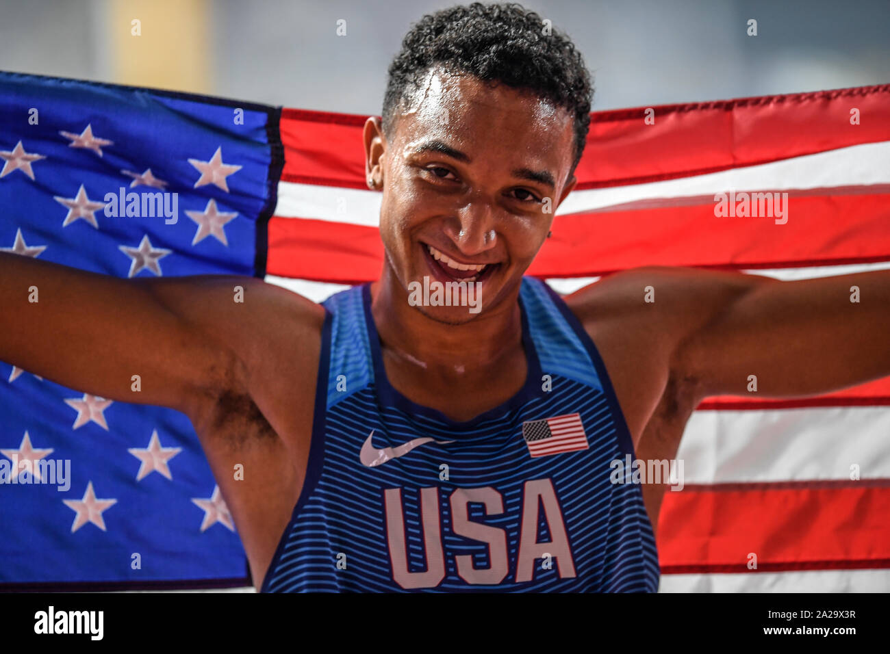 Donavan Brazier (USA). 800 metres Gold Medal. IAAF World Athletics Championships, Doha 2019 Stock Photo