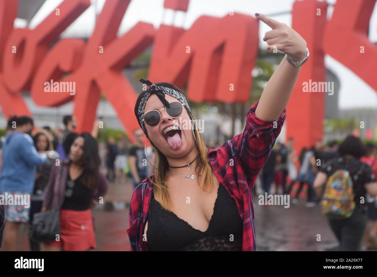 RIO DE JANEIRO, BRAZIL, SEPTEMBER, 28, 2019:public movement at rock in rio 2019, music festival in Barra da Tijuca in the west of rio de janeiro in br Stock Photo