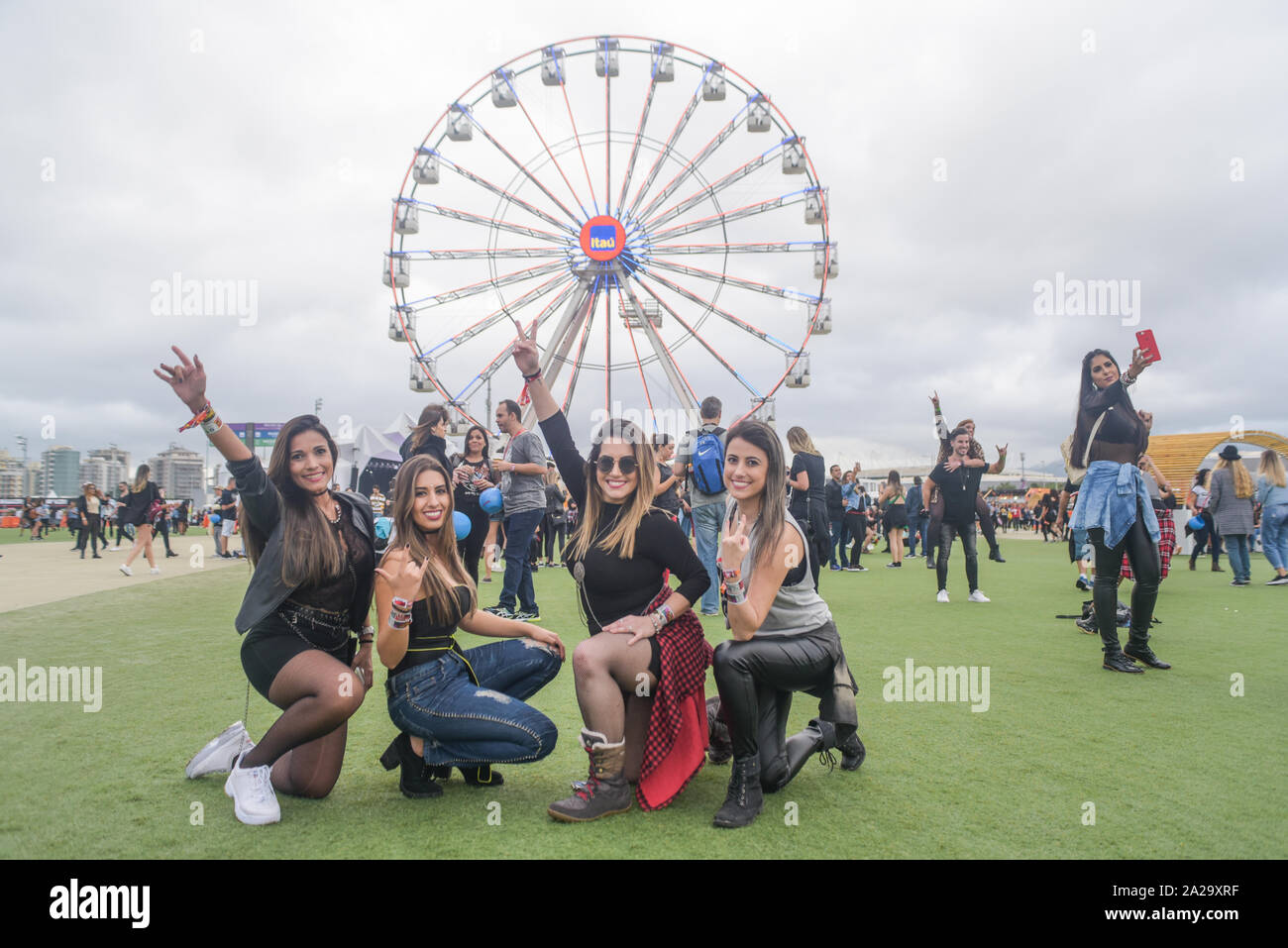 RIO DE JANEIRO, BRAZIL, SEPTEMBER, 28, 2019:public movement at rock in rio 2019, music festival in Barra da Tijuca in the west of rio de janeiro in br Stock Photo