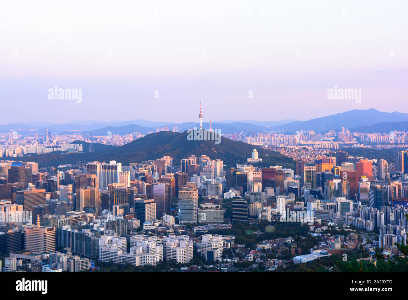 Seoul From Inwangsan Mountain Stock Photo
