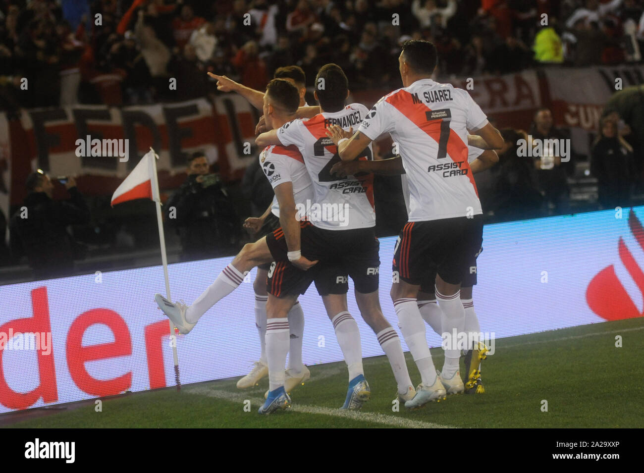 Buenos Aires Argentina 01st Oct 2019 River Plate Fael San Santos Borre Celebrates After Scoring Against