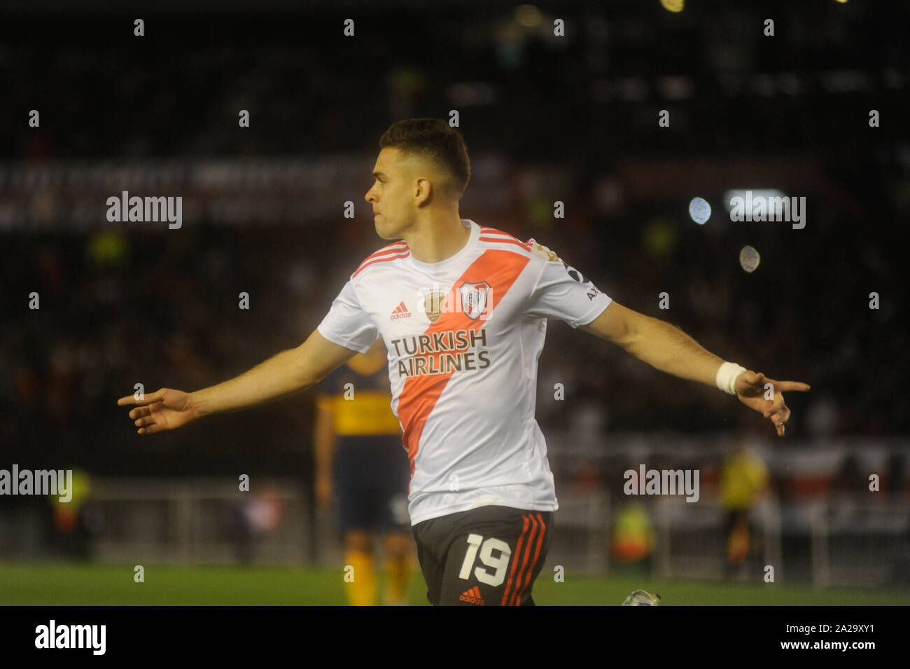Buenos Aires Argentina 01st Oct 2019 River Plate Fael San Santos Borre Celebrates After Scoring Against