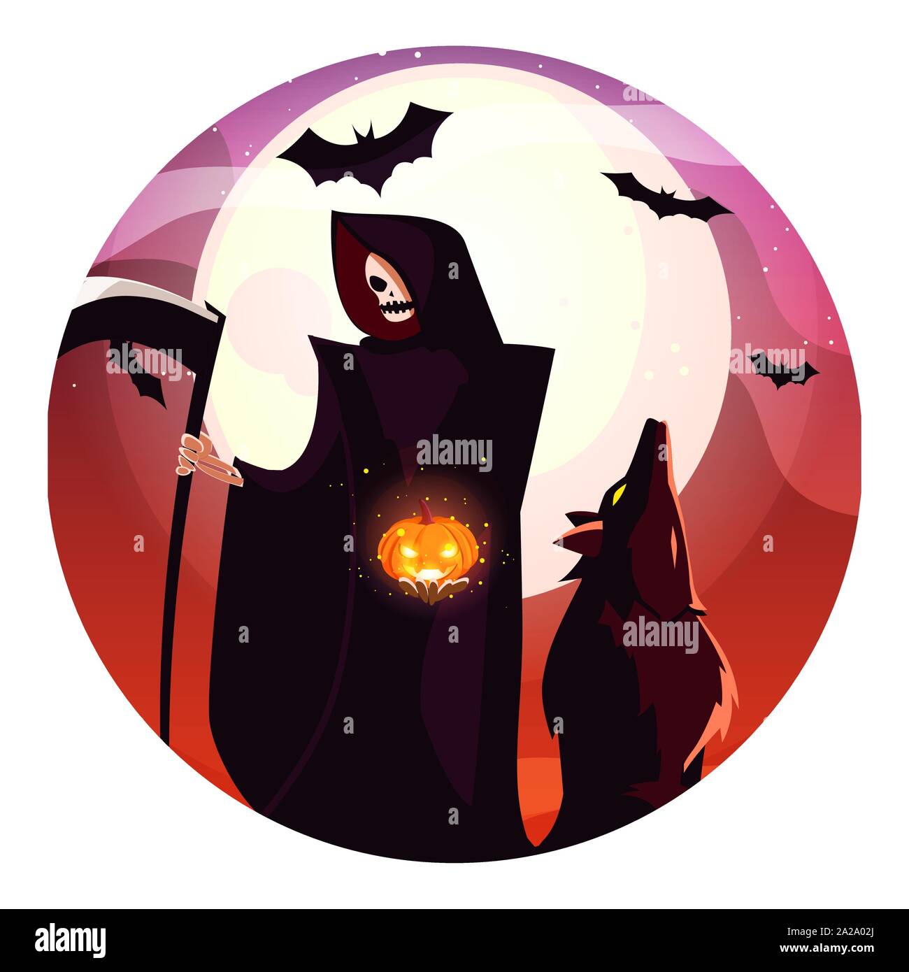 the death and werewolf design, Halloween holiday horror scary ...
