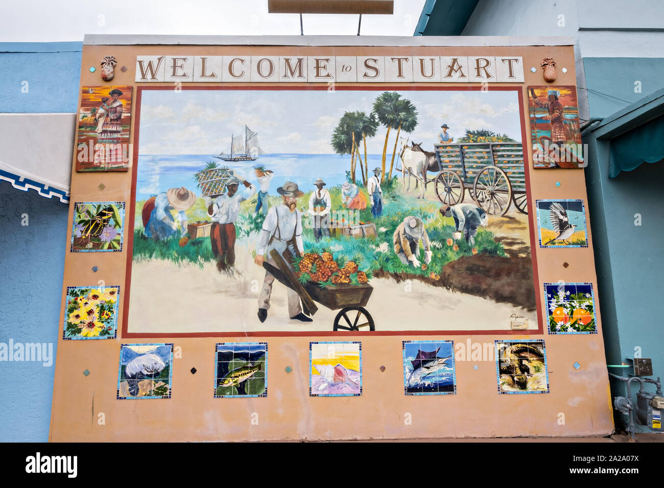 Mural in the historic downtown in Stuart, Florida. The tiny hamlet was