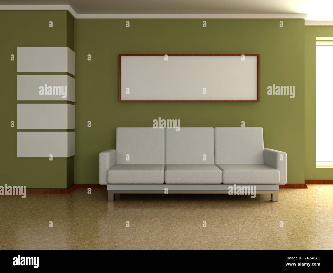 Modern Home Interior 3d Sofa Near The Wall With The Painting And